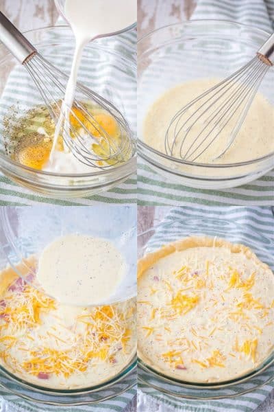 steps to make a ham and cheese quiche