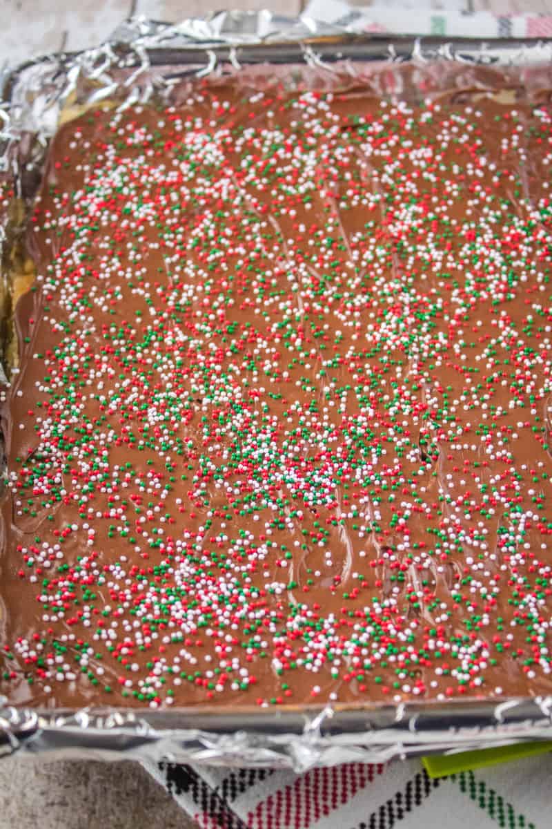 christmas sprinkles on melted chocolate