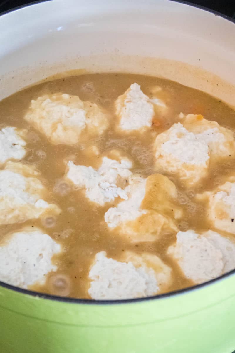 dumpling dough in chicken soup