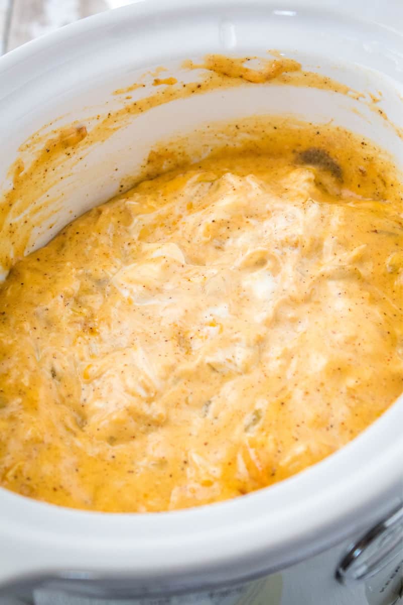 crock pot chicken queso after cooking