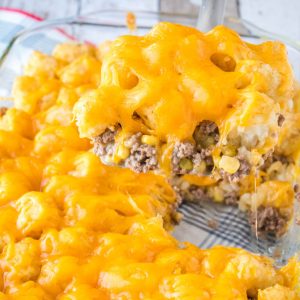 Tater Tot Casserole is a hot dish that'll have everyone asking for seconds! Pantry basics, tater tots, and ground beef make this casserole a family favorite!