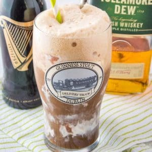 Turn a classic bar shot into a yummy cocktail with this Car Bomb Float recipe! Irish cream ice cream, Guinness & Irish whiskey will make anyone feel Irish!
