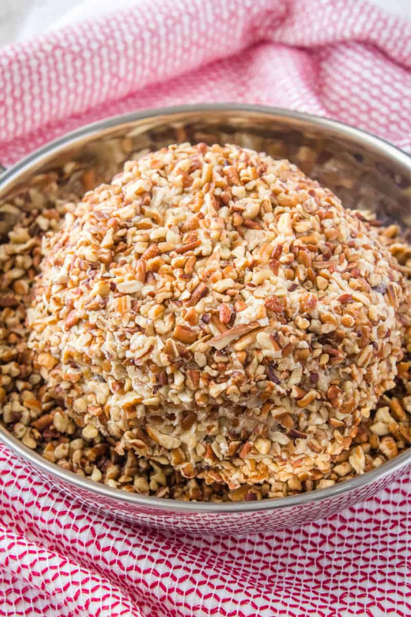 cheese ball rolled in pecans