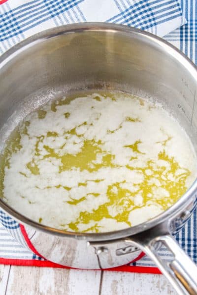 melted butter in a saucepan