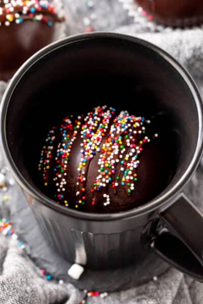 hot chocolate bomb in a mug