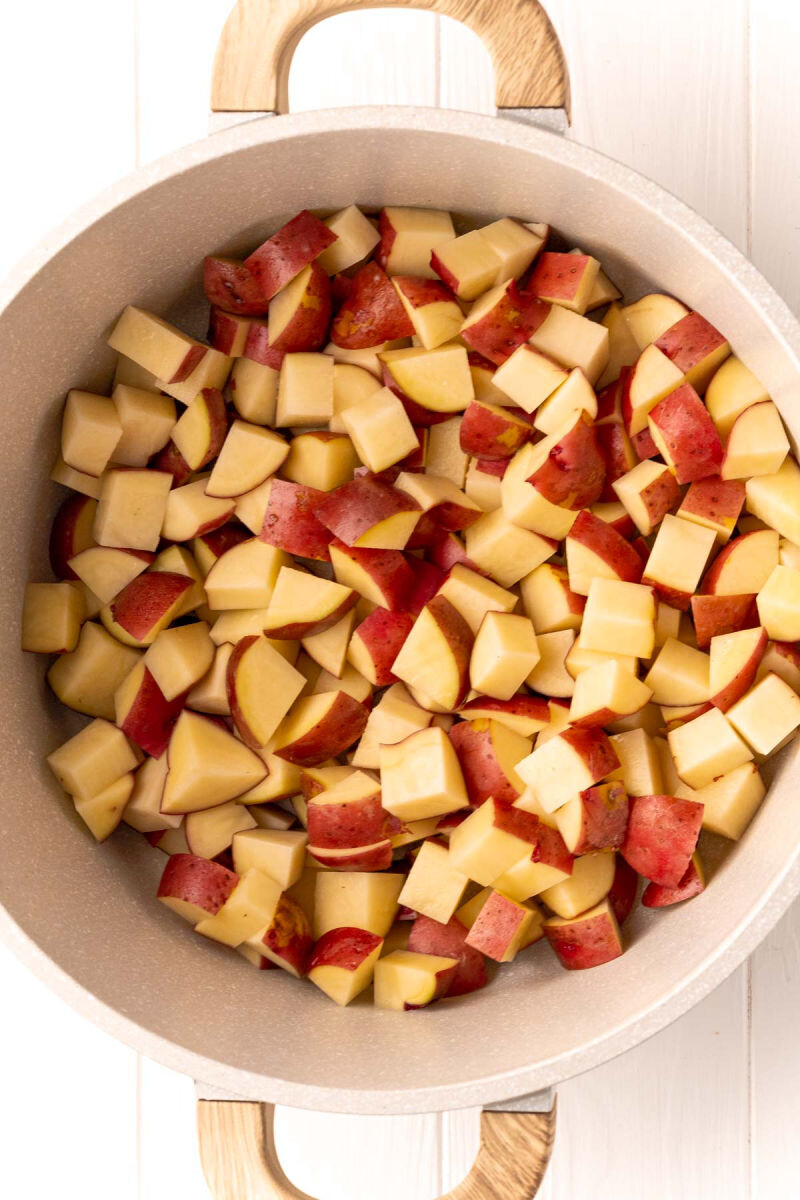 cubed potatoes in a large pot