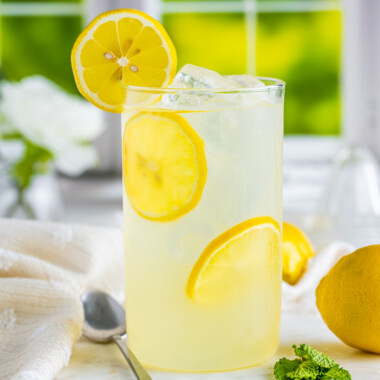 square image of a glass of lemonade