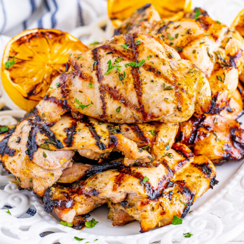 Lemon Garlic Grilled Chicken Thighs • Bread Booze Bacon
